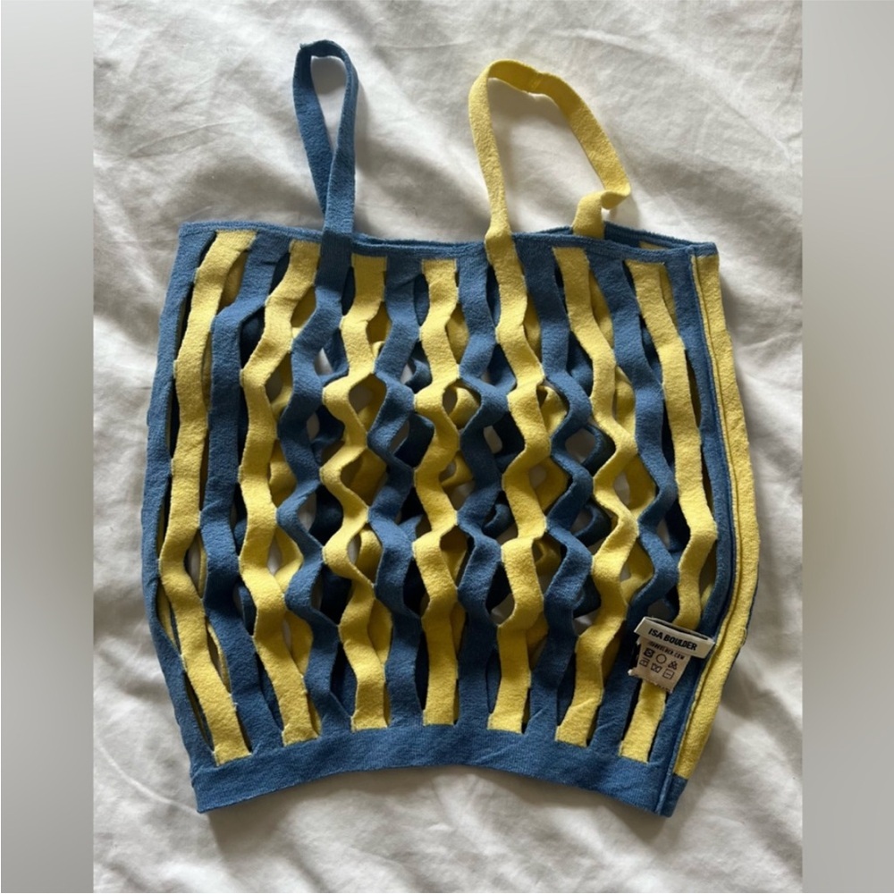 ISA BOULDER BLUE & YELLOW KNIT Nest Tank Top Large